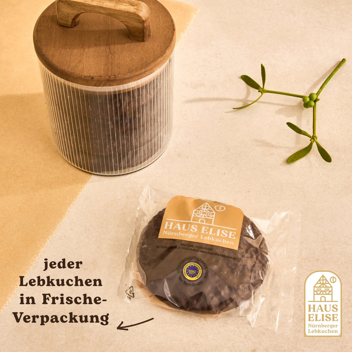 Schokolierter Elisen-Lebkuchen einzeln in der Frische-Verpackung
