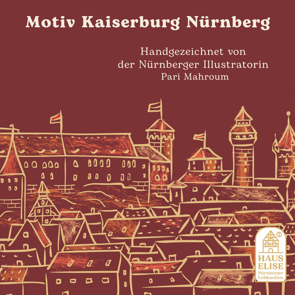 Motiv Kaiserburg Nürnberg, handgezeichnet von Pari Mahroum