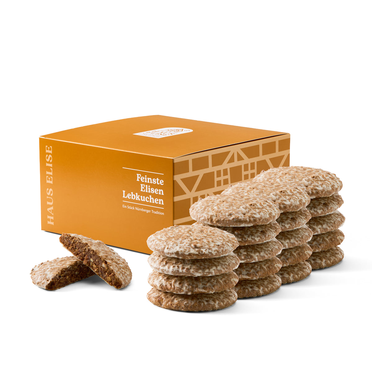 HAUS ELISE 20er Box mit zwanzig Nürnberger Elisen-Lebkuchen, alle mit feiner Zuckerglasur