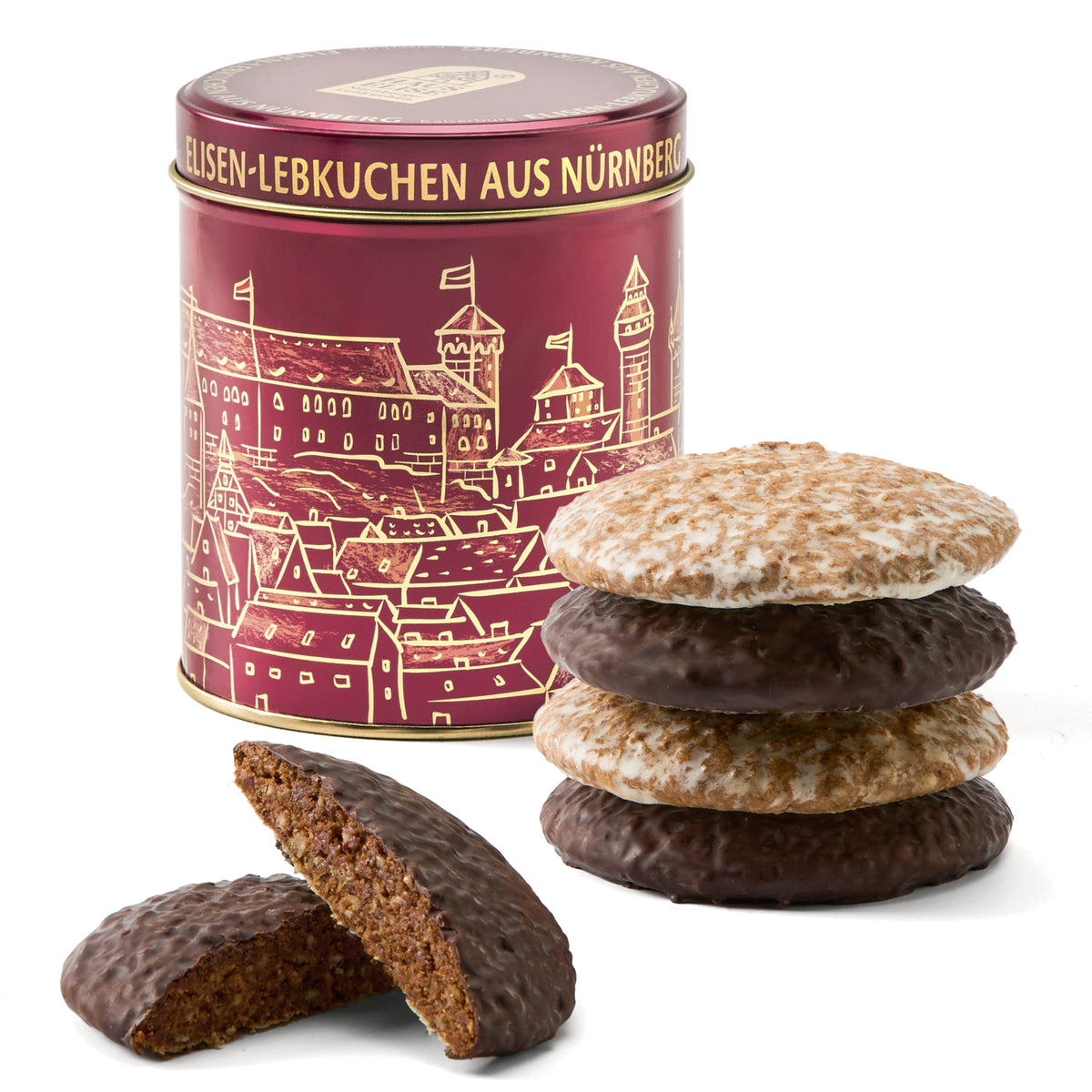 HAUS ELISE Dose Kaiserburg Violett mit fünf Elisen-Lebkuchen